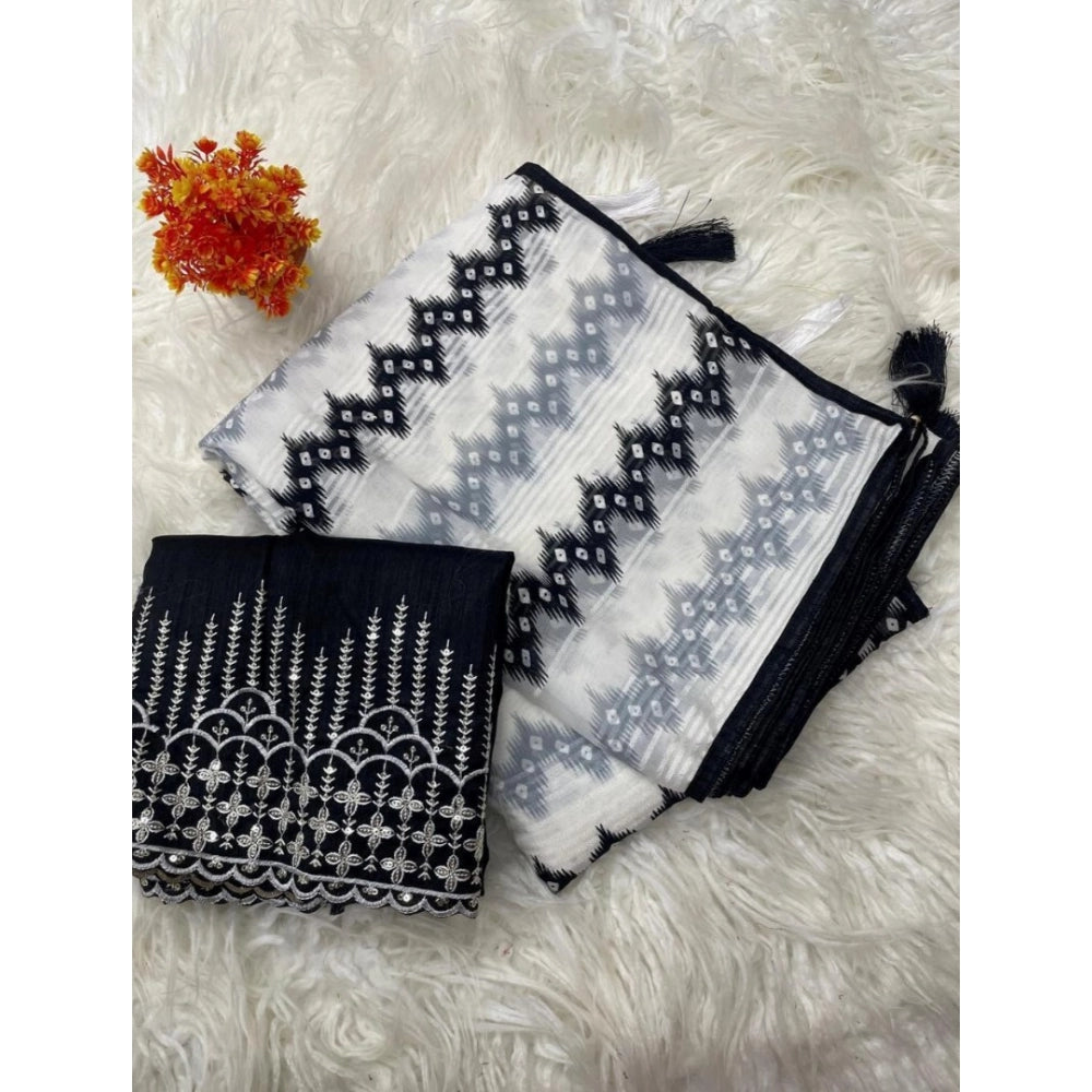 Amfyn Women's Chiffon Printed Saree With Unstitched Blouse 5.5Mtr (Grey)