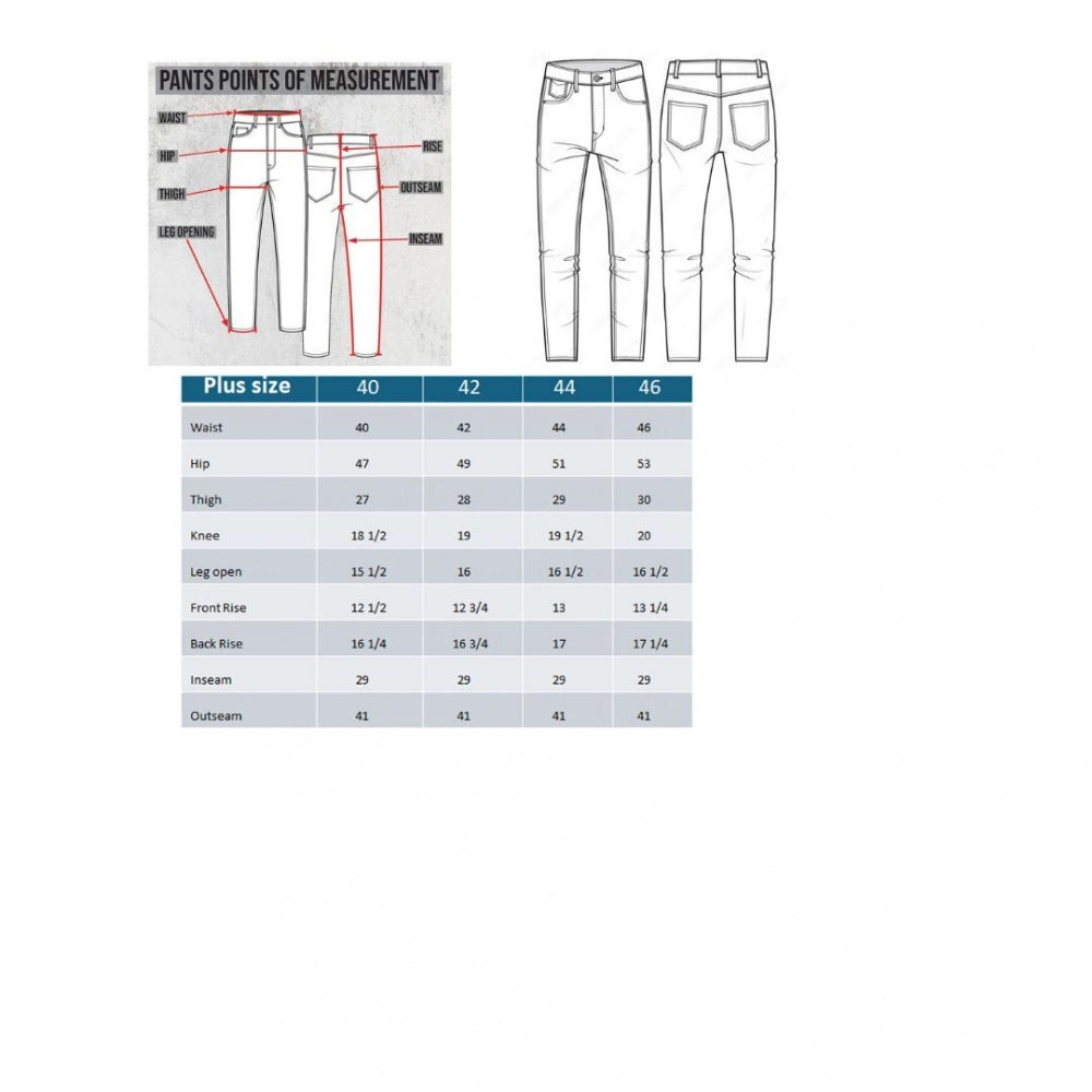 Amfyn Men's Cotton Blended Solid Plus Size Jeans (Black)