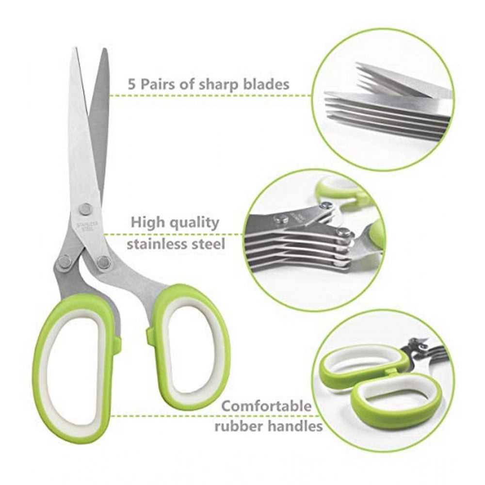 Amfyn Steel 5 in 1 Vegetable Stainless Steel Kitchen Knives 5 Layers Scissors (Multicolor)