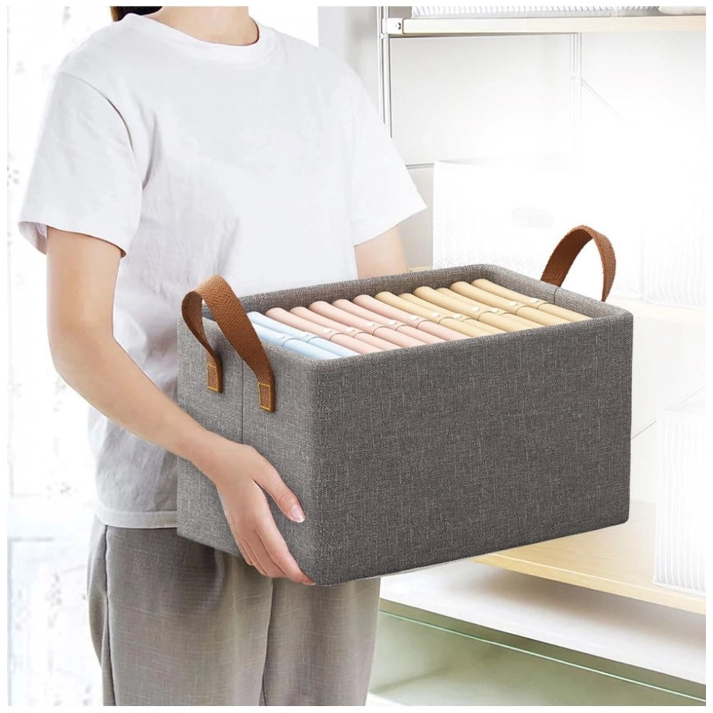 Amfyn Polyster 26L Foldable Clothes Storage Box with Steel Frame (Multicolor)