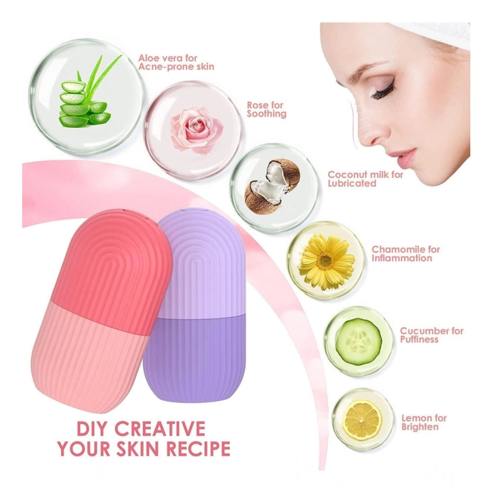 Amfyn Silicone Ice Face Roller Silicone Facial Cube for Eyes Neck Massage Remove (Multicolor)