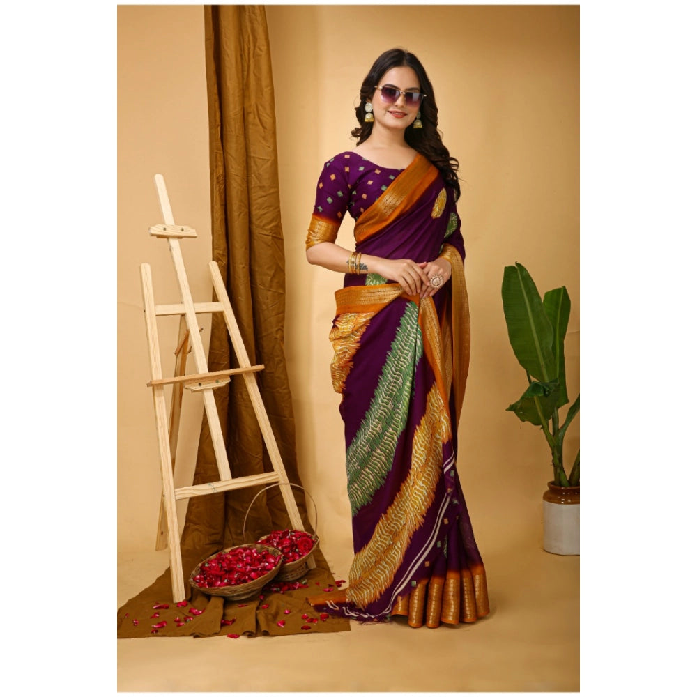 Amfyn Women's Soft Blooming Marshmallow Fabric Kalamkari Printed Saree With Unstitched Blouse 5.5Mtr (Wine)