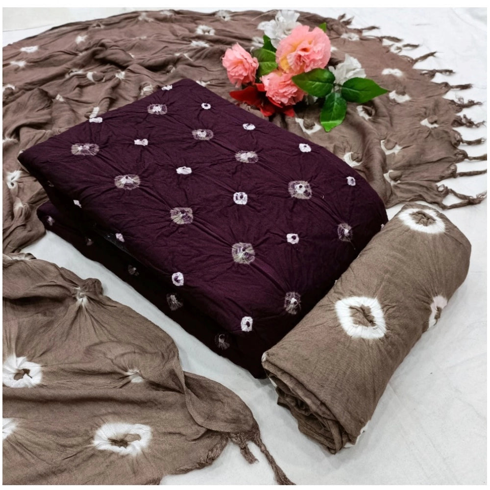 Amfyn Women's Rayon Printed Unstitched Salwar Suit Material With Dupatta 2.3Mtrs (Wine)