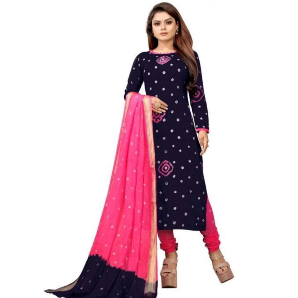 Amfyn Women's Rayon Printed Unstitched Salwar Suit Material With Dupatta 2.3Mtrs (Blue)
