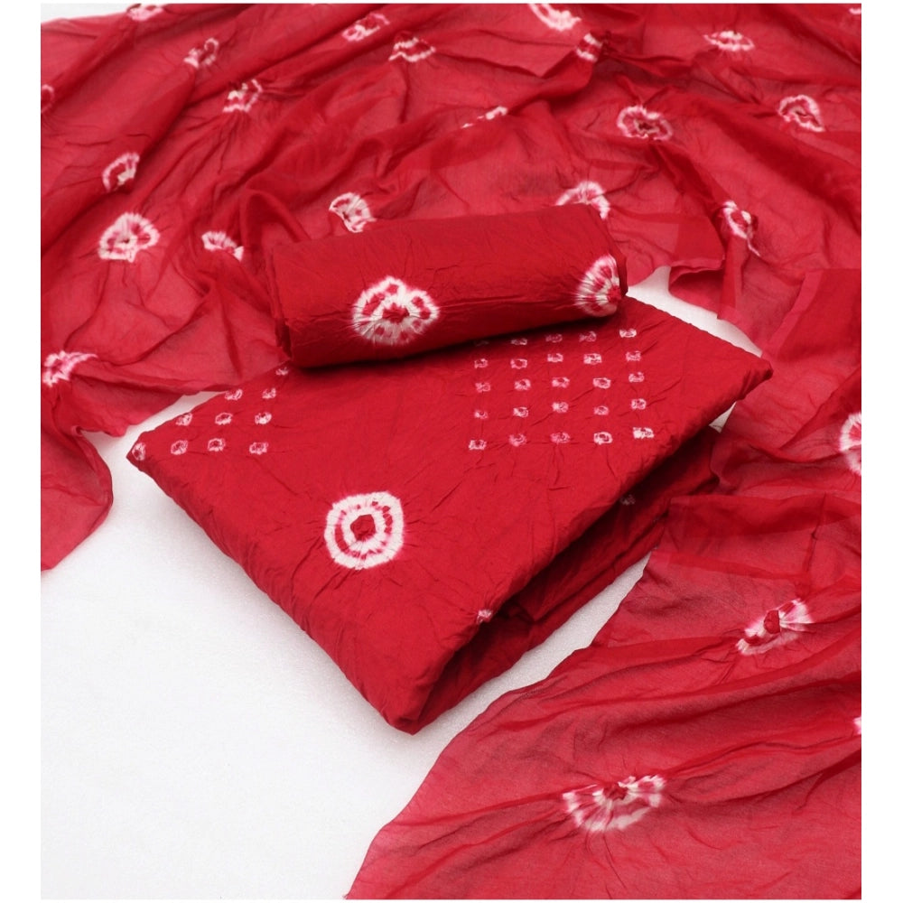 Amfyn Women's Chanderi Cotton Printed Unstitched Salwar Suit Material With Dupatta 2.3Mtrs (Red)