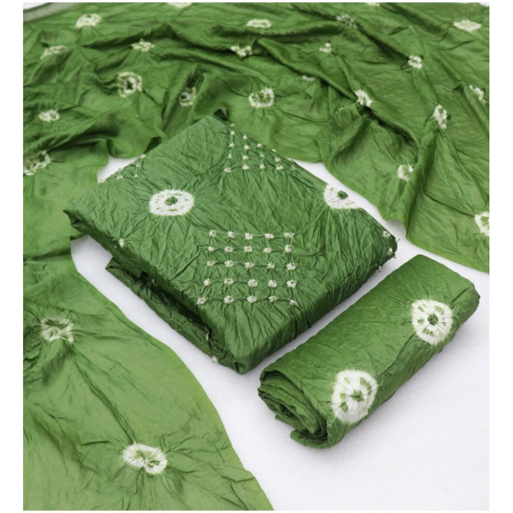 Amfyn Women's Chanderi Cotton Printed Unstitched Salwar Suit Material With Dupatta 2.3Mtrs (Green)