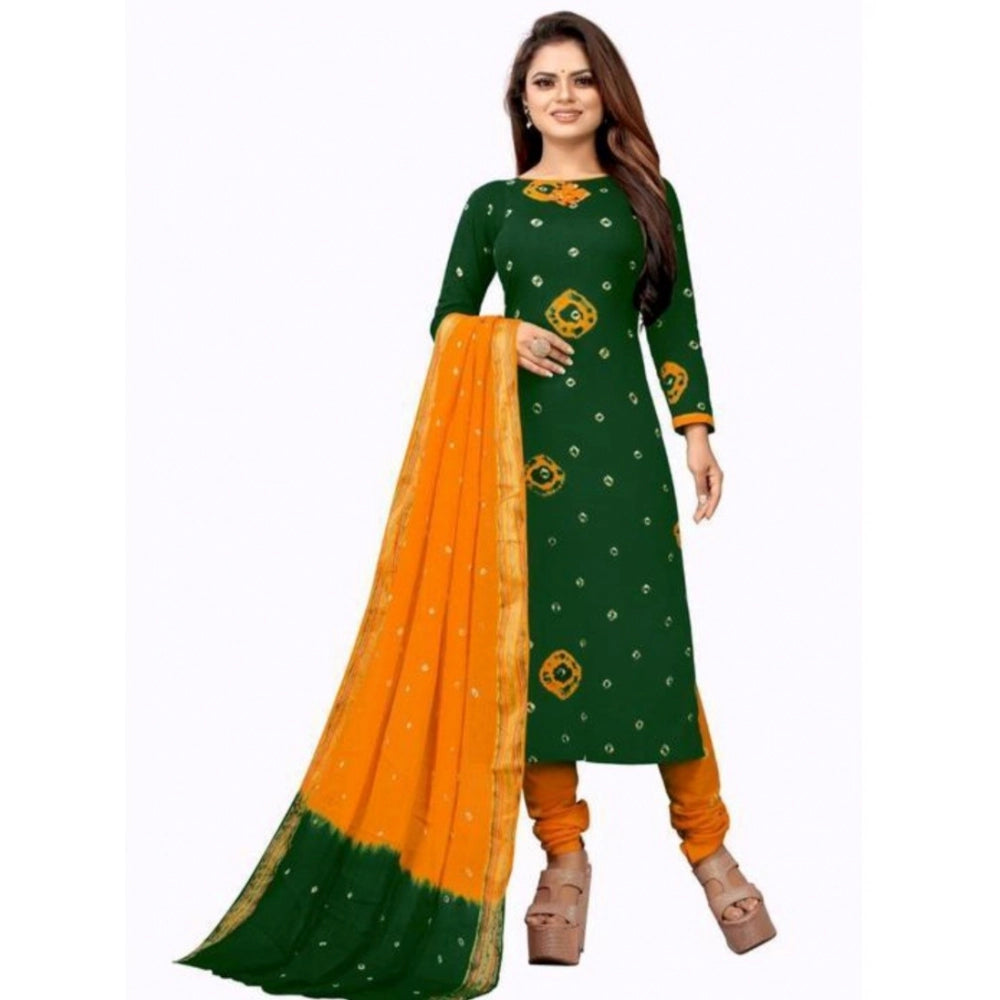 Amfyn Women's Rayon Printed Unstitched Salwar Suit Material With Dupatta 2.3Mtrs (Green)