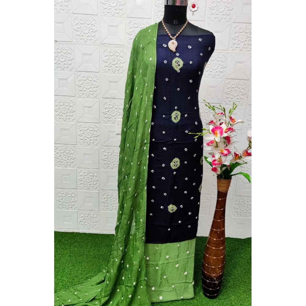 Amfyn Women's Rayon Printed Unstitched Salwar Suit Material With Dupatta 2.3Mtrs (Black)
