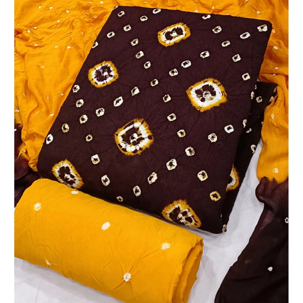 Amfyn Women's Rayon Printed Unstitched Salwar Suit Material With Dupatta 2.3Mtrs (Coffee)