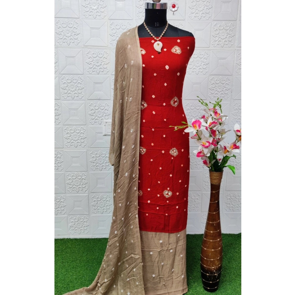 Amfyn Women's Rayon Printed Unstitched Salwar Suit Material With Dupatta 2.3Mtrs (Orange)