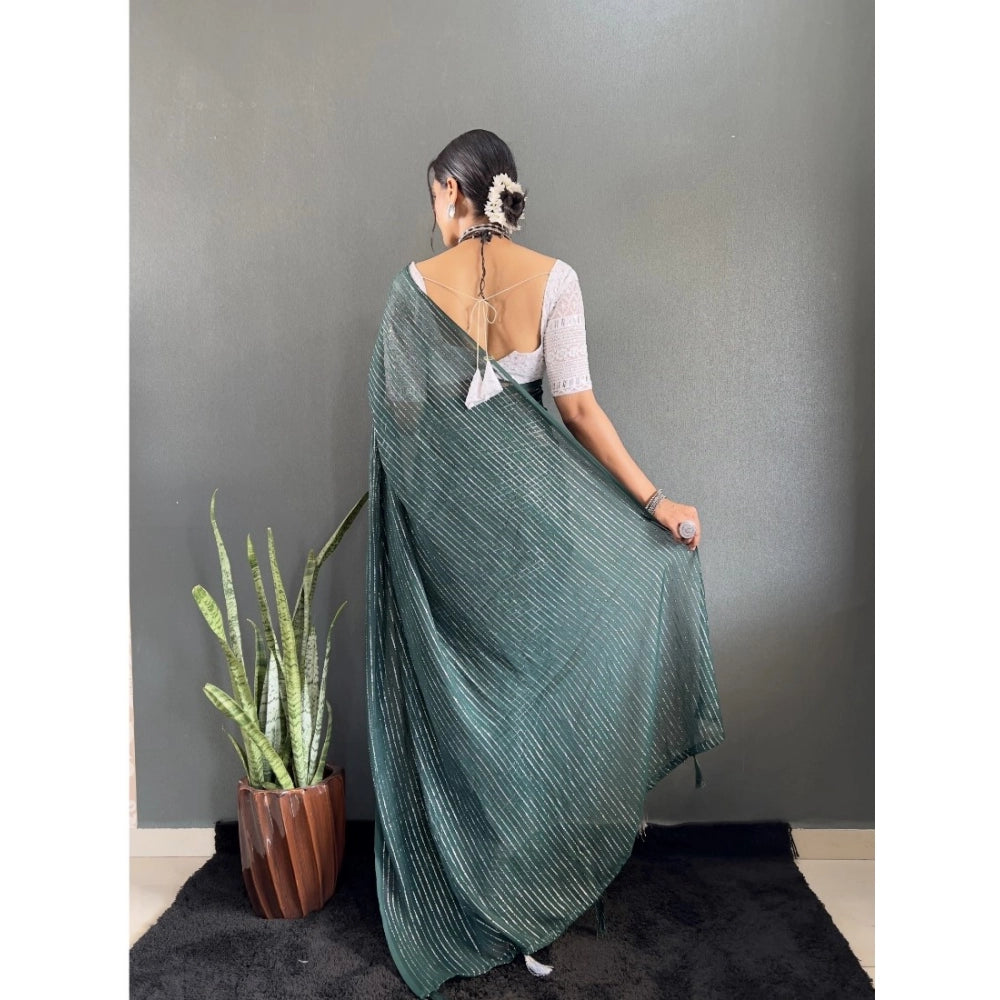 Amfyn Women's Chiffon Woven Bollywood Saree With Unstitched Blouse (5.5Mtr, Green)