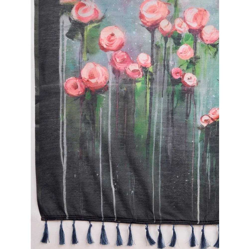 Amfyn Women's Georgette Embroidered Saree With Unstitched Blouse (5.5Mtr, Multicolor)