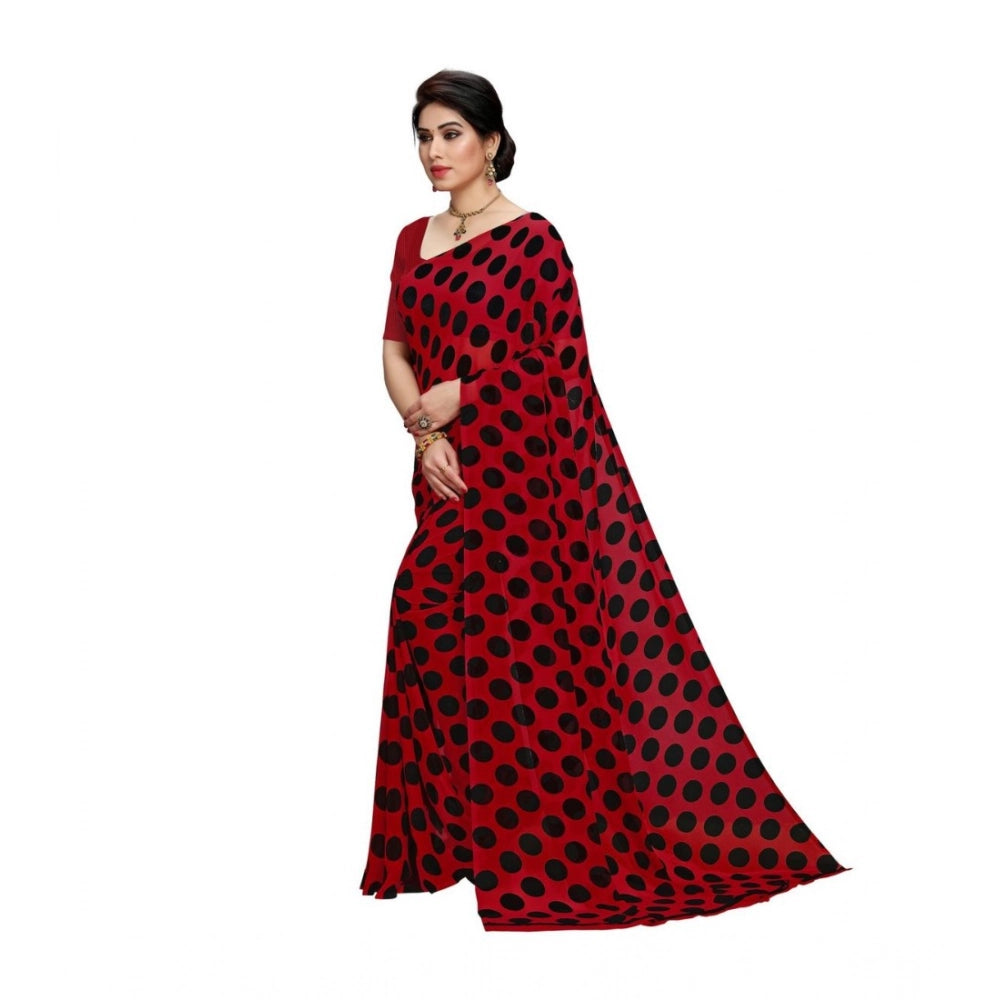 Amfyn Women's Georgette Printed Saree With Unstitched Blouse 5.5Mtr (R.Black)
