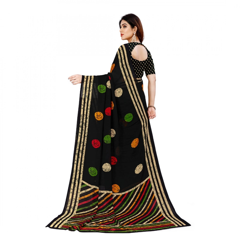 Amfyn Women's Faux Georgette Printed Saree With Unstitched Blouse 5.5Mtr (Multicolor)