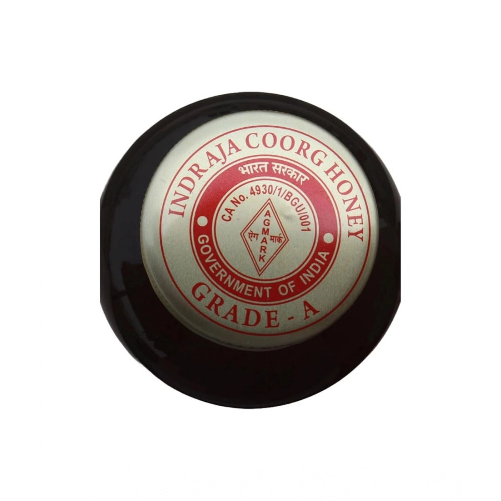 Coorg honey jar lid labeled Indraja Coorg Honey AGMARK GRADE-A