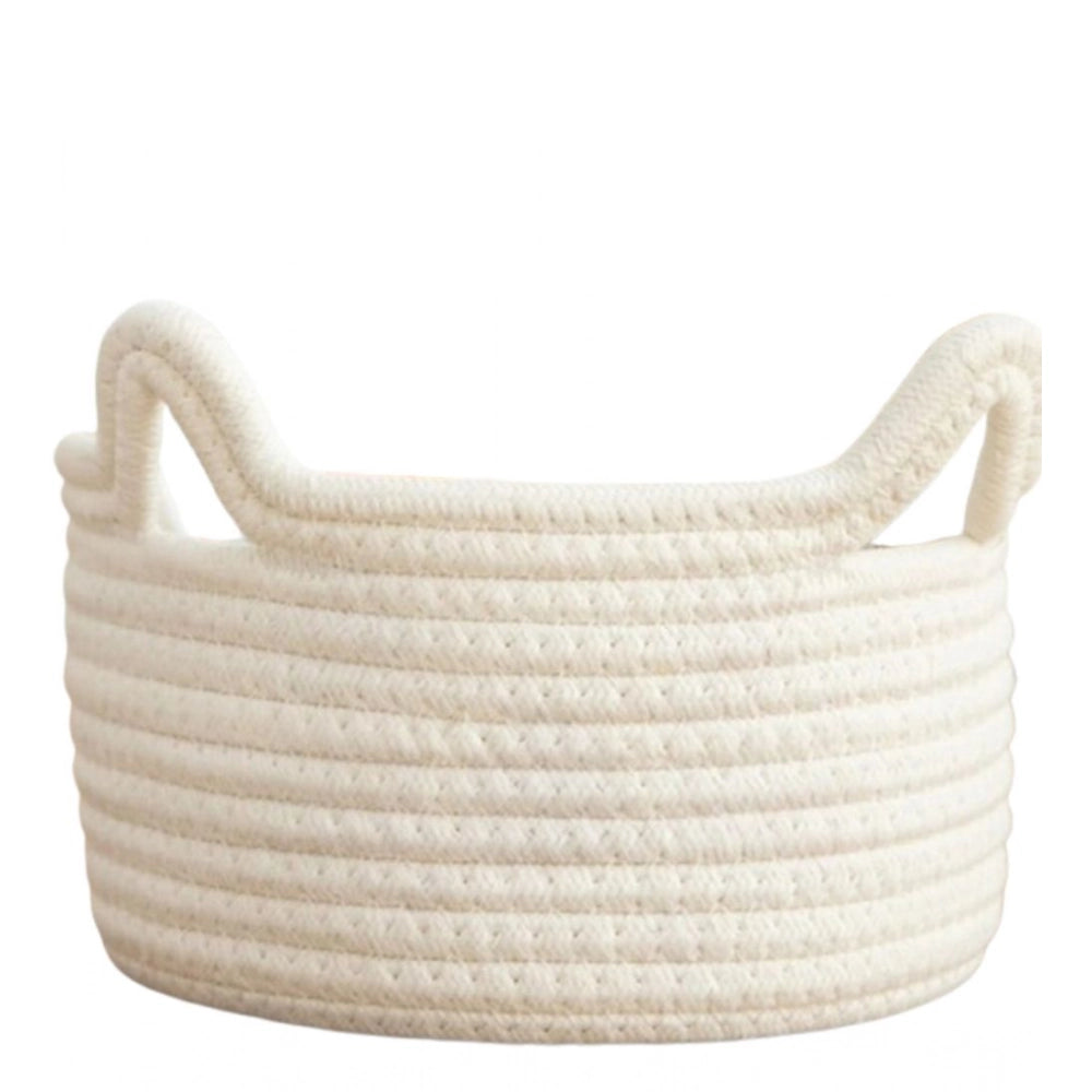 Amfyn Cotton Pack Of_1 Cat Basket 8x4 Inch Storage Basket For Clothes (White)