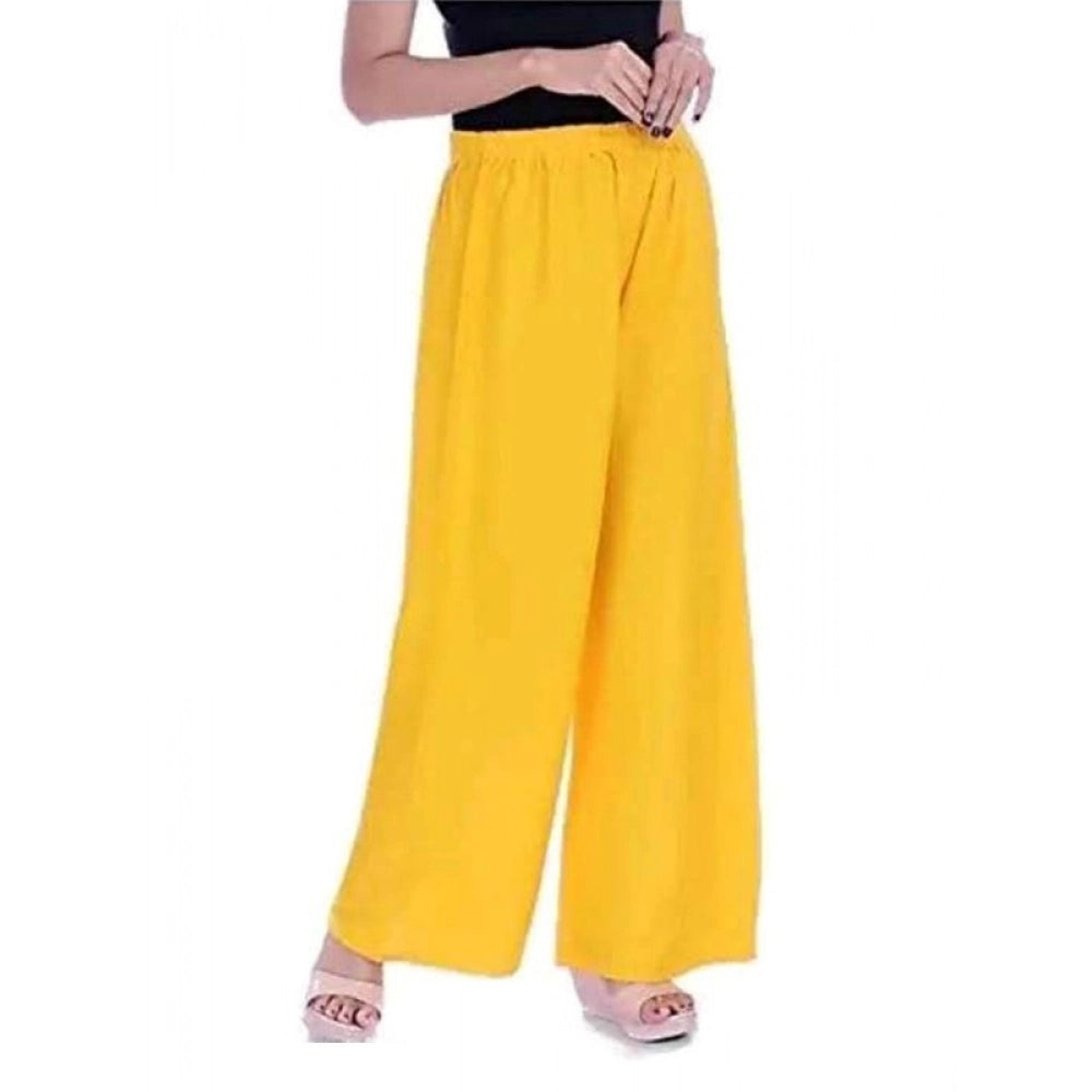 Amfyn Women's Casual Rayon Solid Ankle Length Palazzo (Yellow , Free Size)
