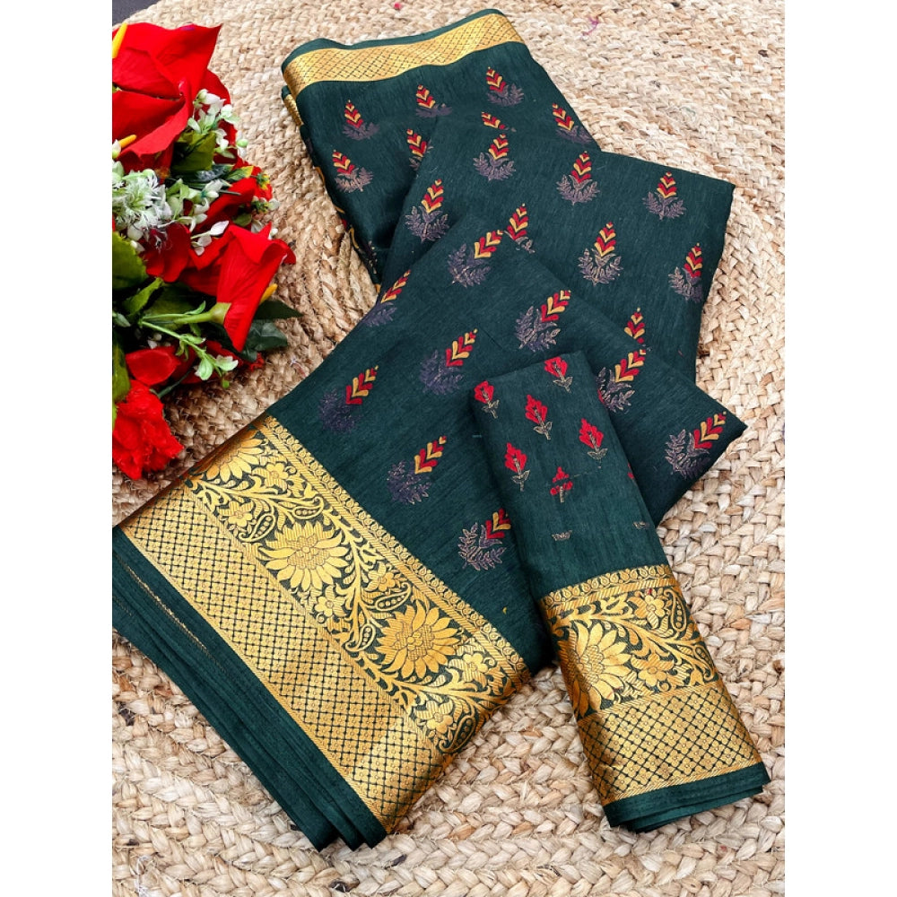 Amfyn Women's Digital Dolla Silk Printed Saree With Unstitched Blouse 5.5Mtr (Green)