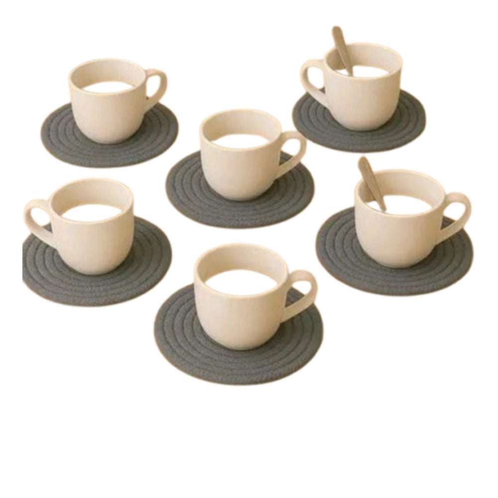 Amfyn Cotton 6 Pcs Set Tea Coaster 6 Pcs Set (Gray)