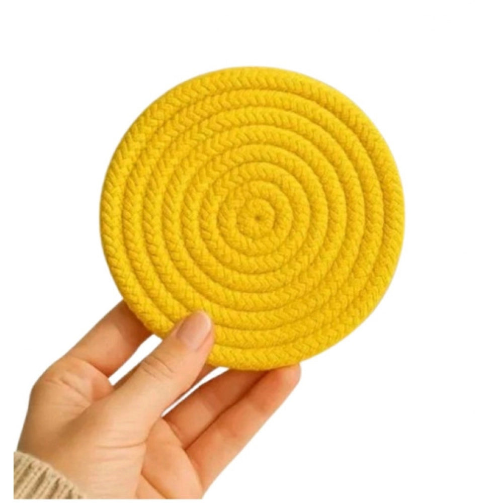 Amfyn Cotton 6 Pcs Set Tea Coaster 6 Pcs Set (Yellow)