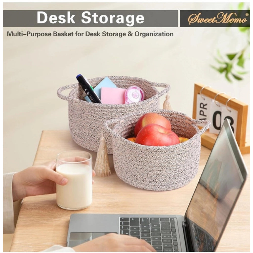 Amfyn Cotton 8x4 Inch Round 2 Set Kidi With Jhalar Bedside Organizer (Kidi)