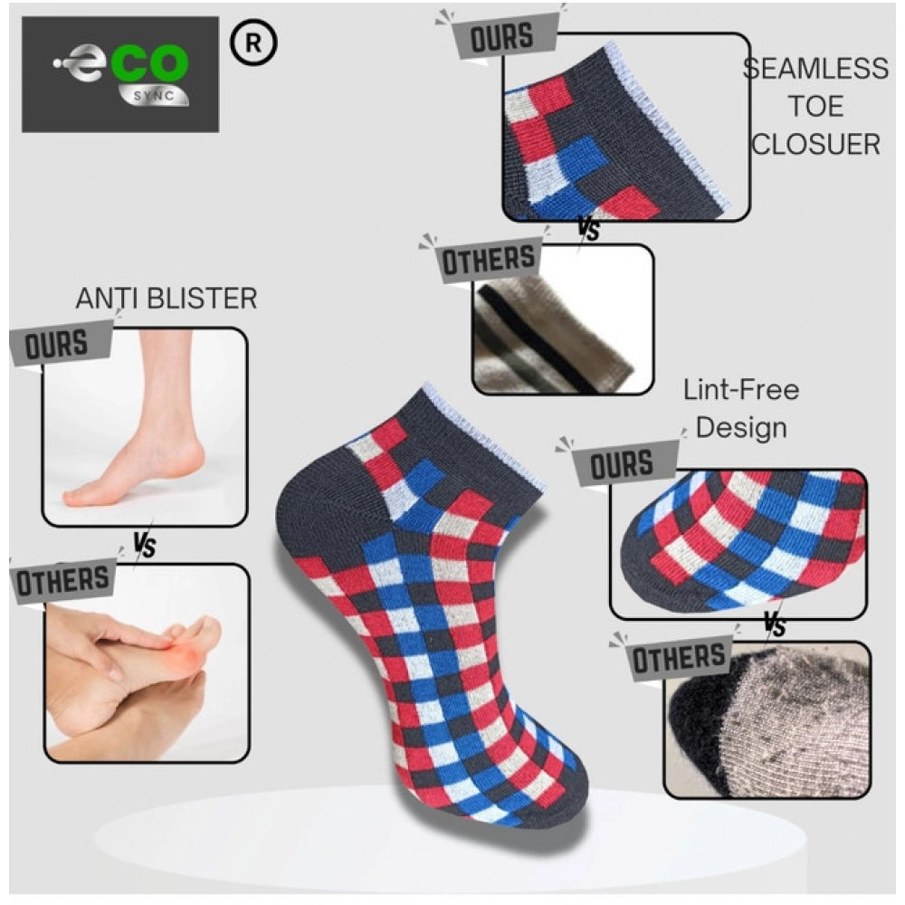 Amfyn 3_Pair Set Unisex Casual Cotton Printed Low Cut Socks (Multicolor)
