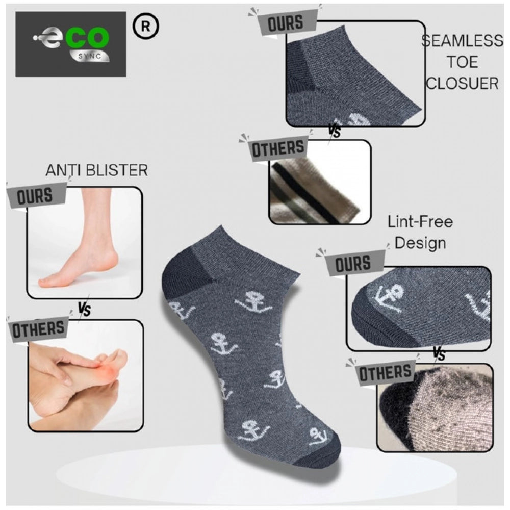 Amfyn 3_Pair Set Unisex Casual Cotton Printed Low Cut Socks (Multicolor)