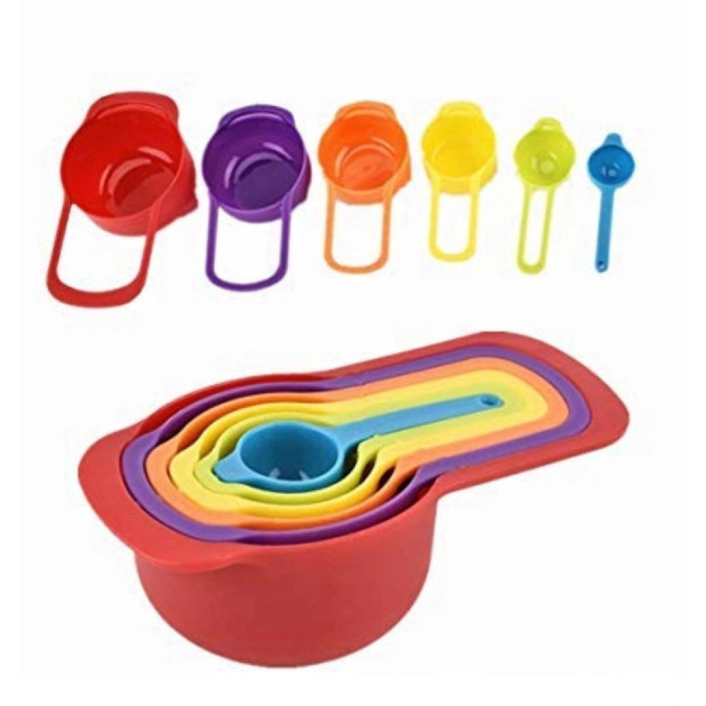 Amfyn Pack of 4_Colorful Measuring Cup Spoon Set Stackable Kitchen Measuring Cups (Color: Assorted )