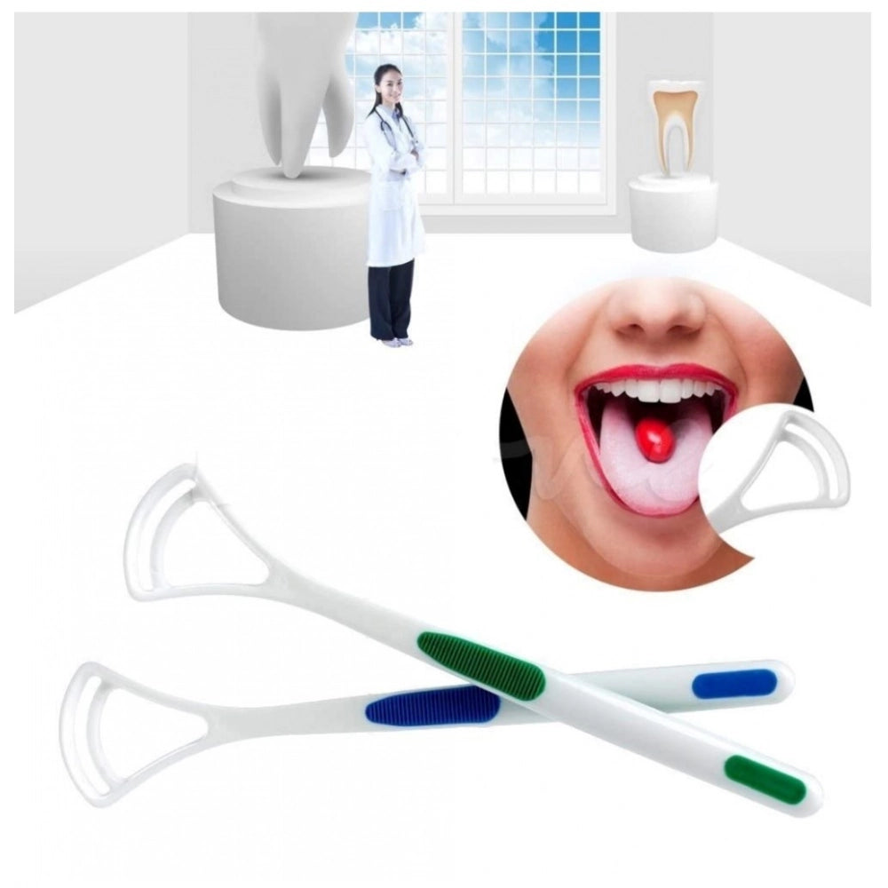 Amfyn Pack Of 3_Double Edged Plastic Tongue Cleaner (Color: Assorted )