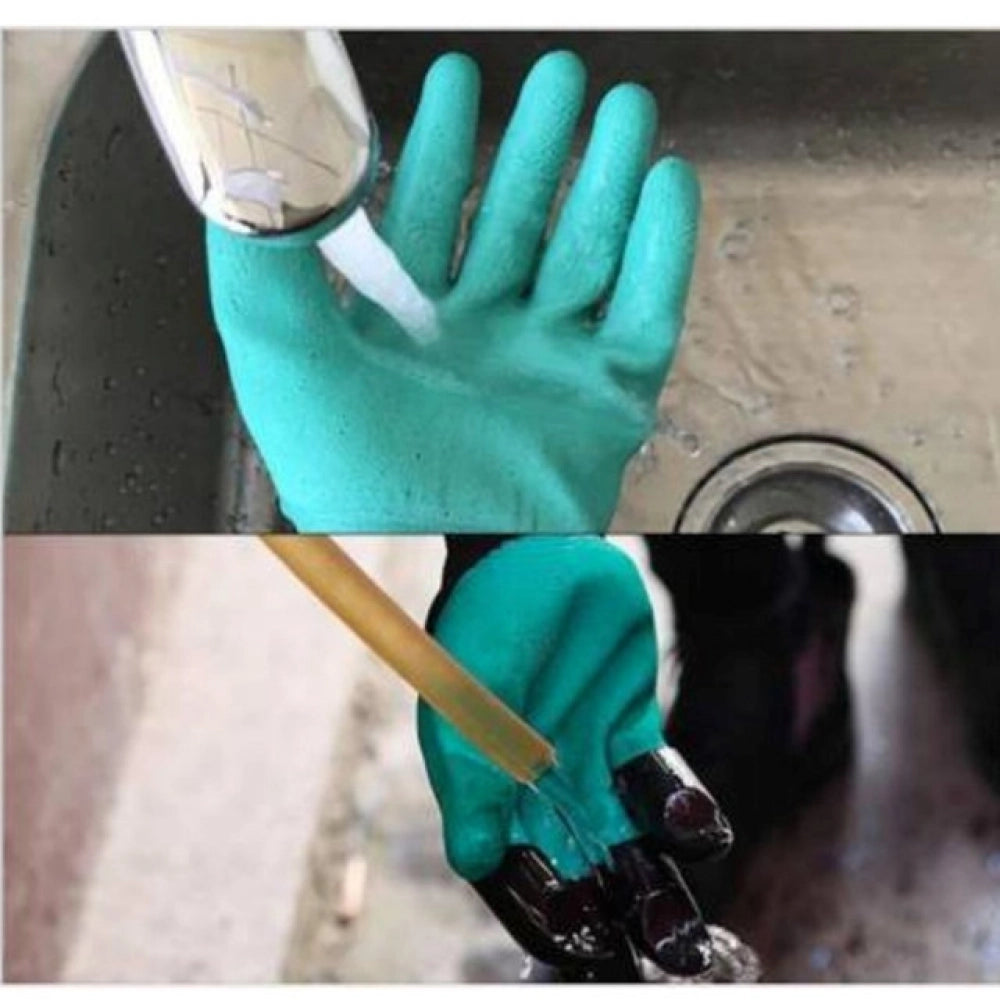 Amfyn Pack Of 2_Heavy Duty Garden And Farming Gloves – Durable Protective Gloves (Color: Assorted )