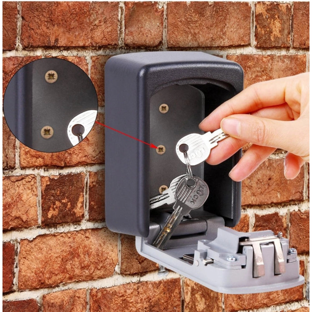 Amfyn Wall-Mounted ABS Plastic Key Lock Box (Grey-Black )