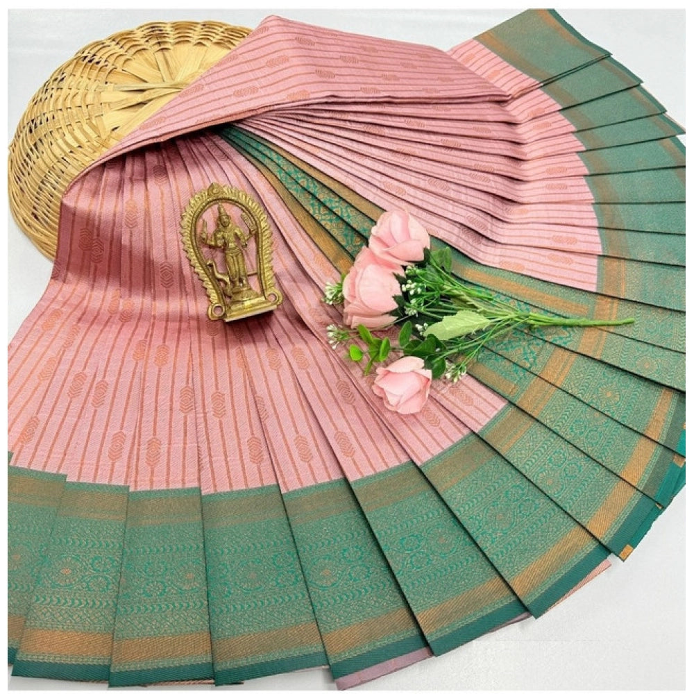 Amfyn Women's Soft Silk Printed Saree With Unstitched Blouse 5.5Mtr (Light Pink
)