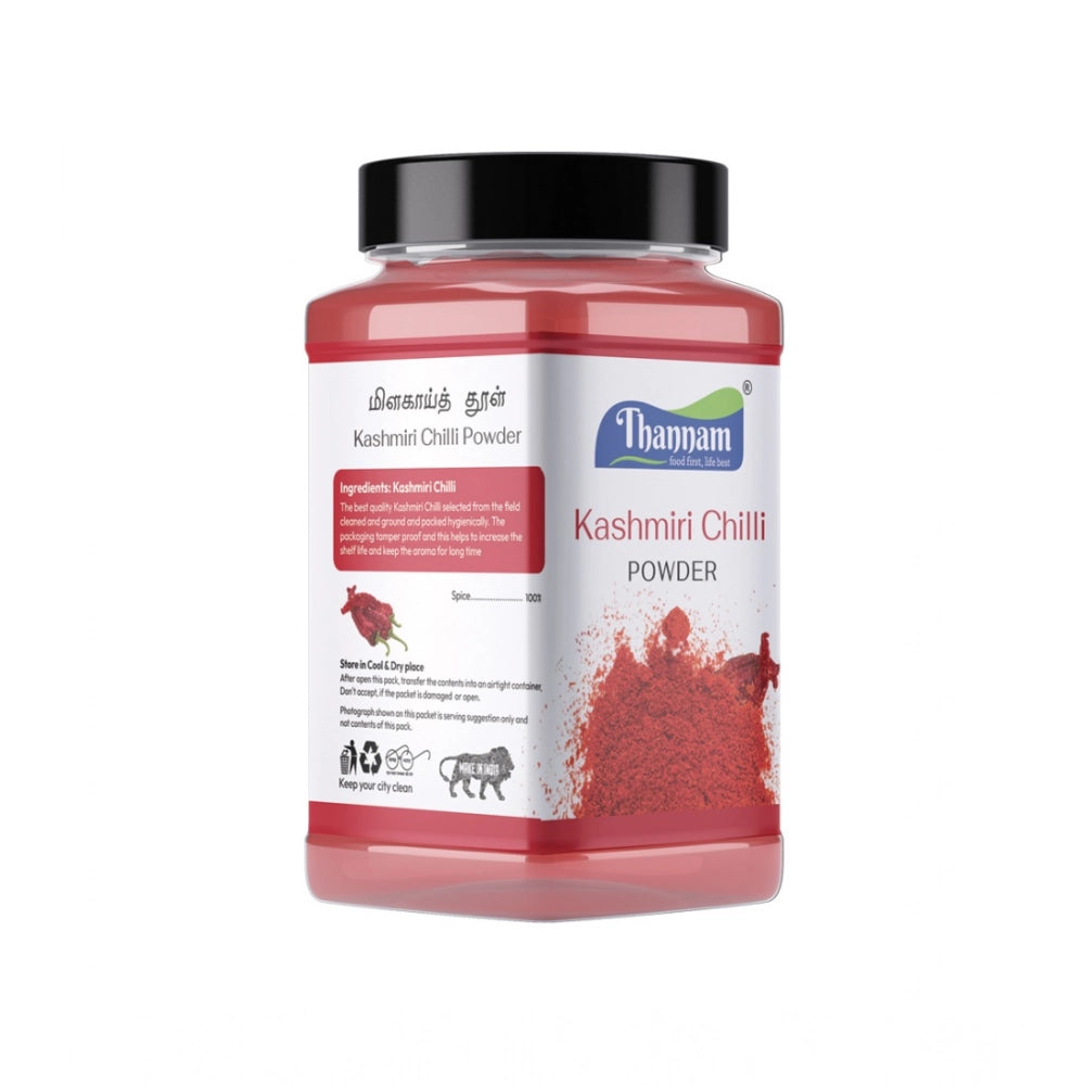 Thannam Kashmiri chilli powder jar, side panel with ingredients and text