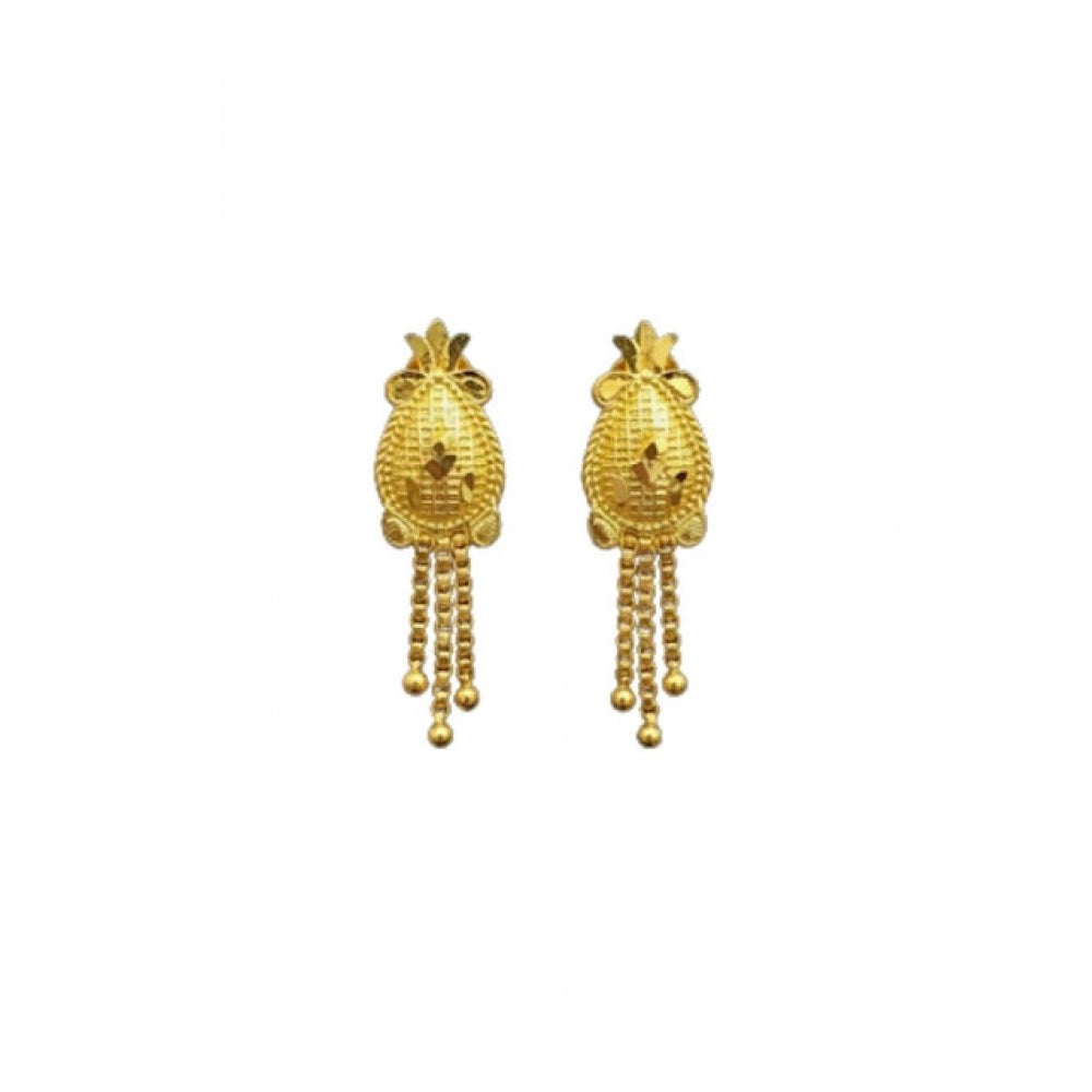 Amfyn Women's Pack of_2 Brass Gold-Plated Earrings (Gold)