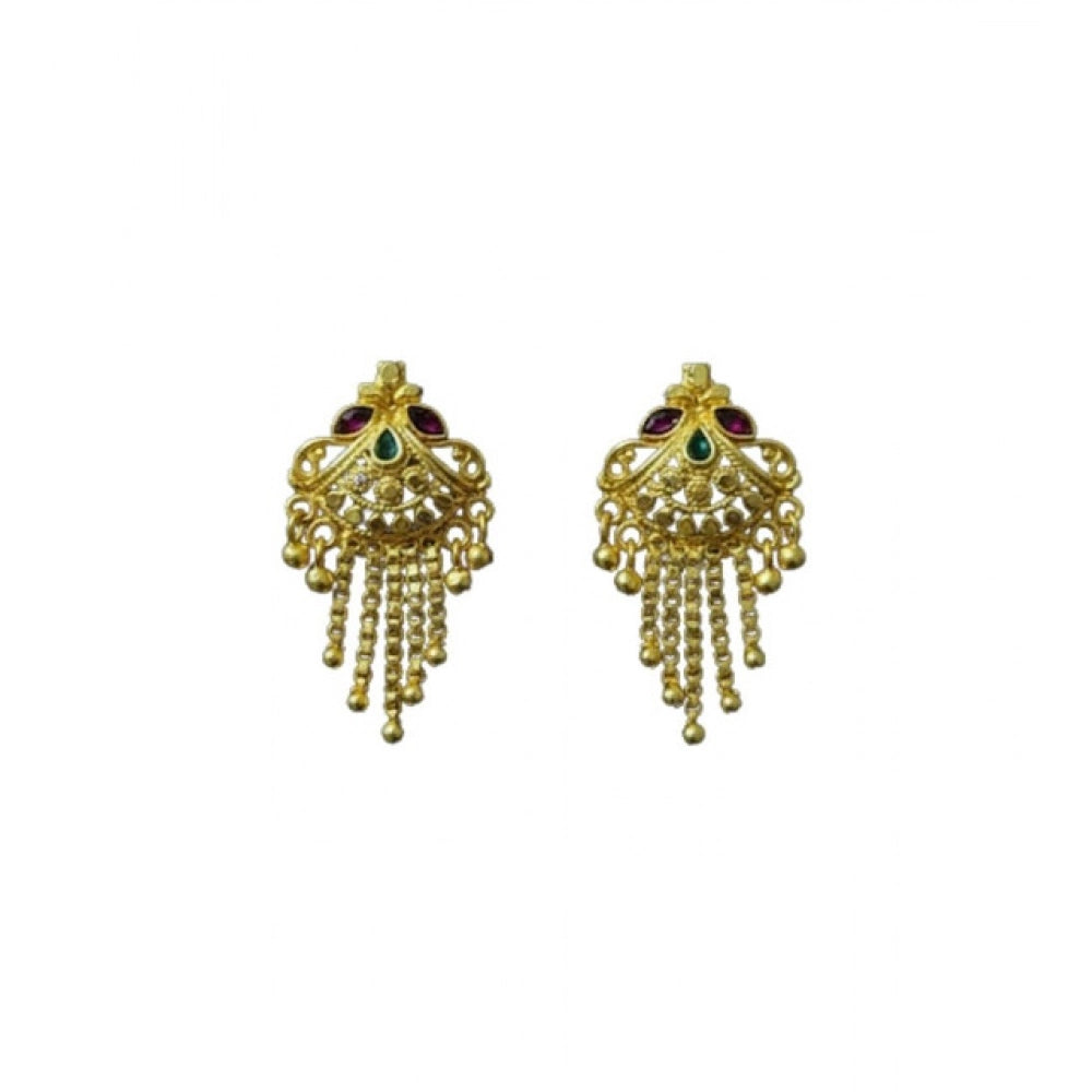 Amfyn Women's Pack of_2 Brass Gold-Plated Earrings (Gold)