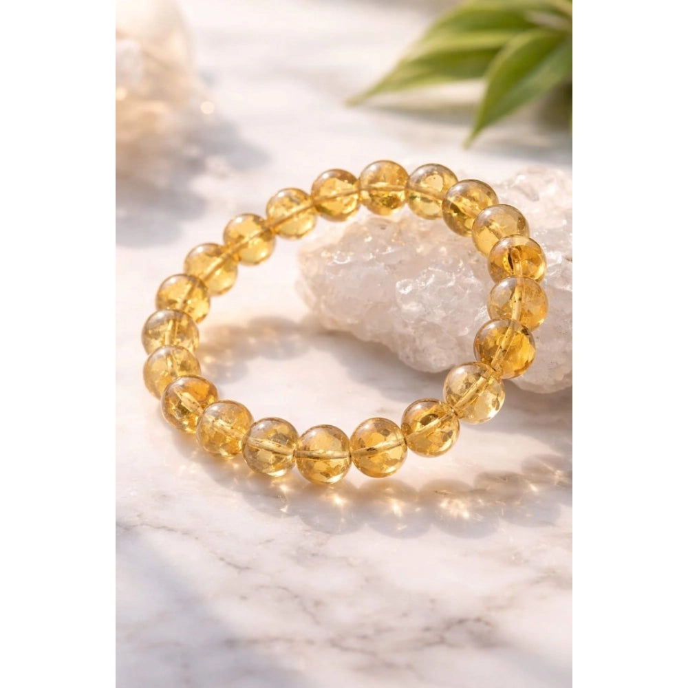 Amfyn Natural Crystal 8mm Citrine Bracelet (Yellow)