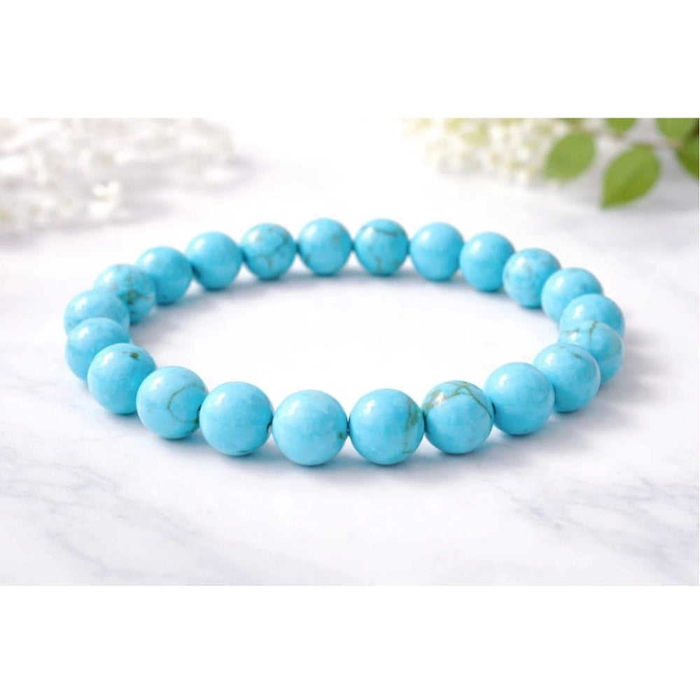 Amfyn Natural Crystal 8mm Turquoise Bracelet (Sky Blue)