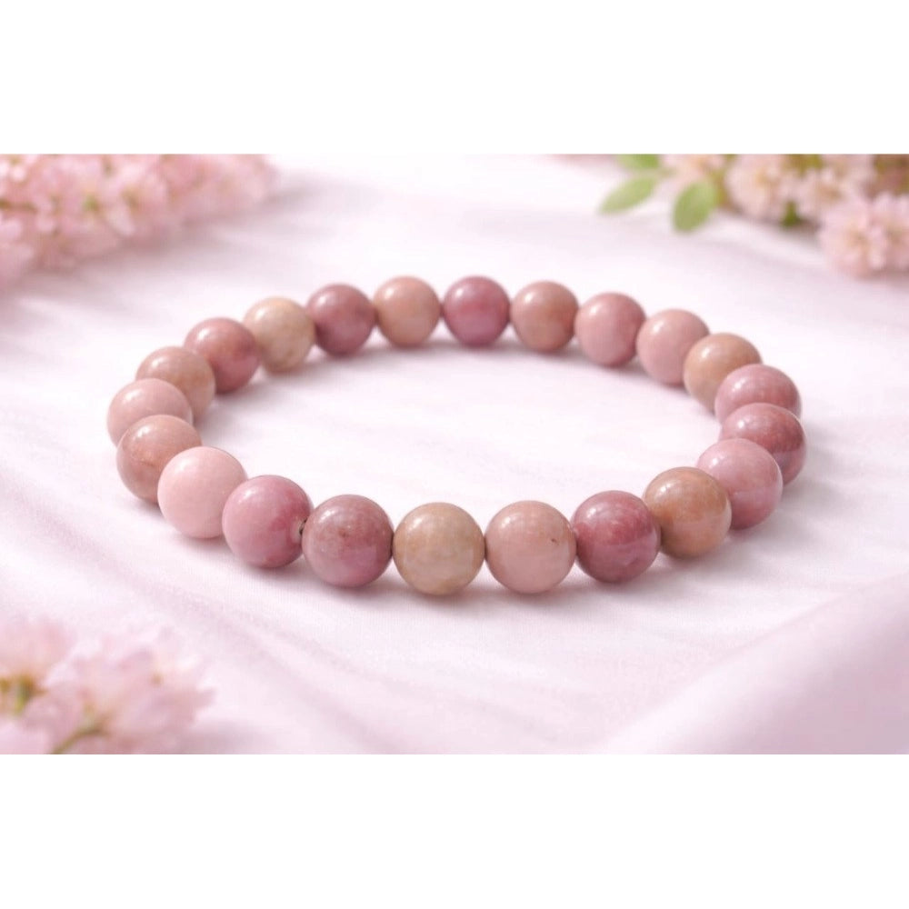 Amfyn Natural Crystal 8mm Rhodonite Bracelet (Light Purple)