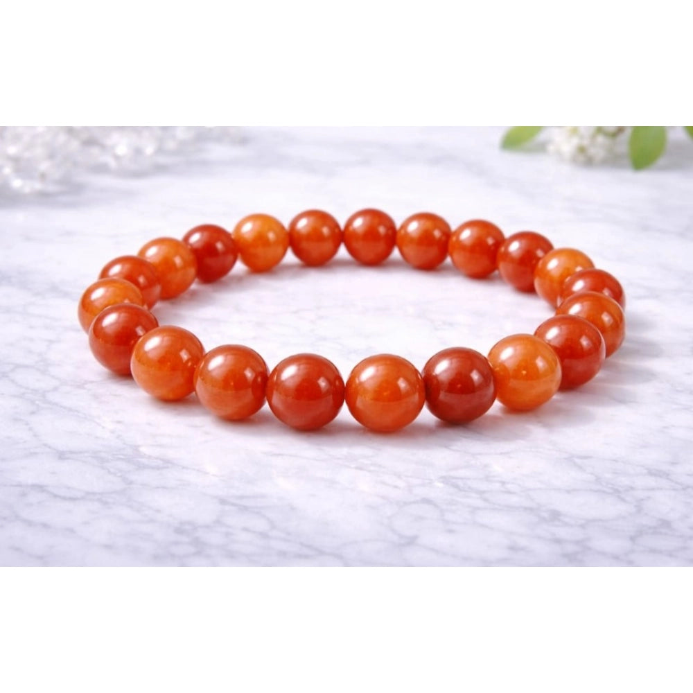 Amfyn Natural Crystal 8mm Carnelian Bracelet (Red)
