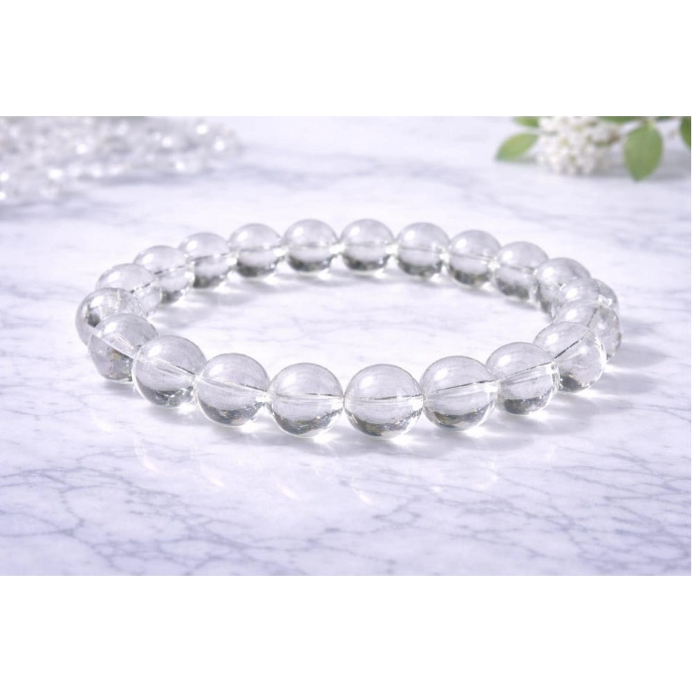 Amfyn Natural Crystal 8mm Clear Quartz Bracelet (White)