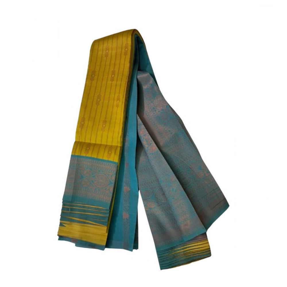 Amfyn Women's Soft Silk Wooven Saree With Unstitched Blouse 5.5Mtr (Musterd Yellow)