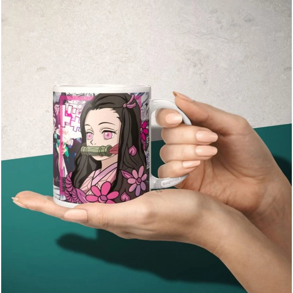 Amfyn Anime Kamado Nezuko Ceramic Printed Coffee Mug (White)