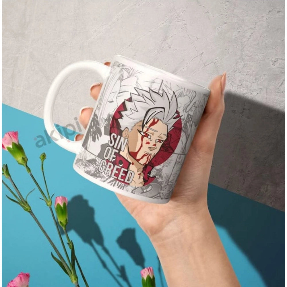 Amfyn Anime Ban (Sin of Greed) Ceramic Printed Coffee Mug (White)