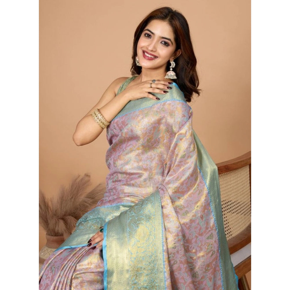 Amfyn Women's Jacquard Saree With Unstitched Blouse 5.5Mtr (Multicolor)