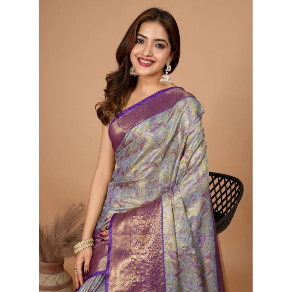 Amfyn Women's Jacquard Saree With Unstitched Blouse 5.5Mtr (Multicolor)