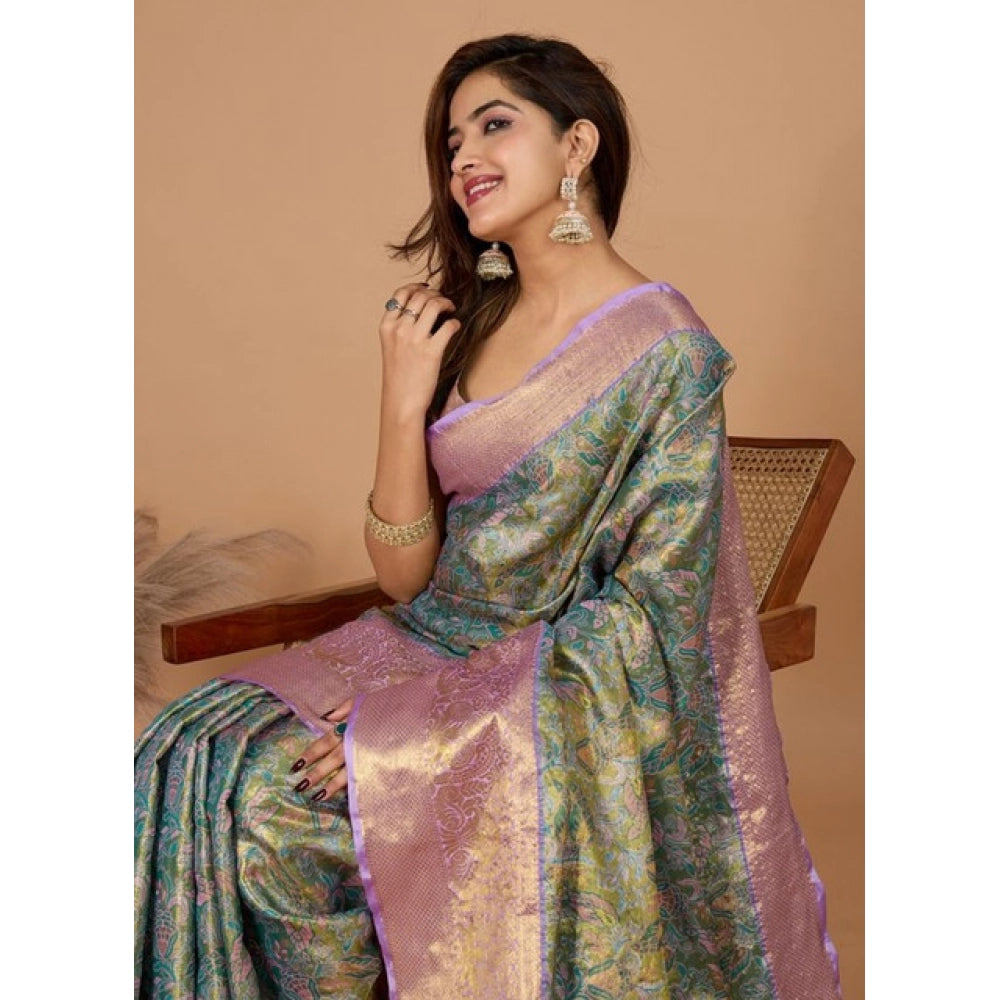 Amfyn Women's Jacquard Saree With Unstitched Blouse 5.5Mtr (Multicolor)