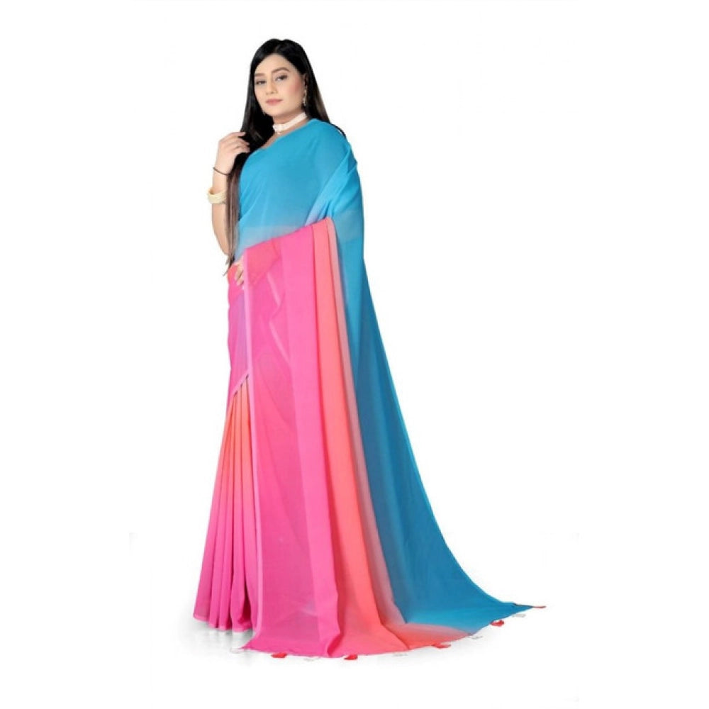 Amfyn Women's Georgette Floral Printed Saree With Unstitched Blouse 5.5Mtr (Multicolor)