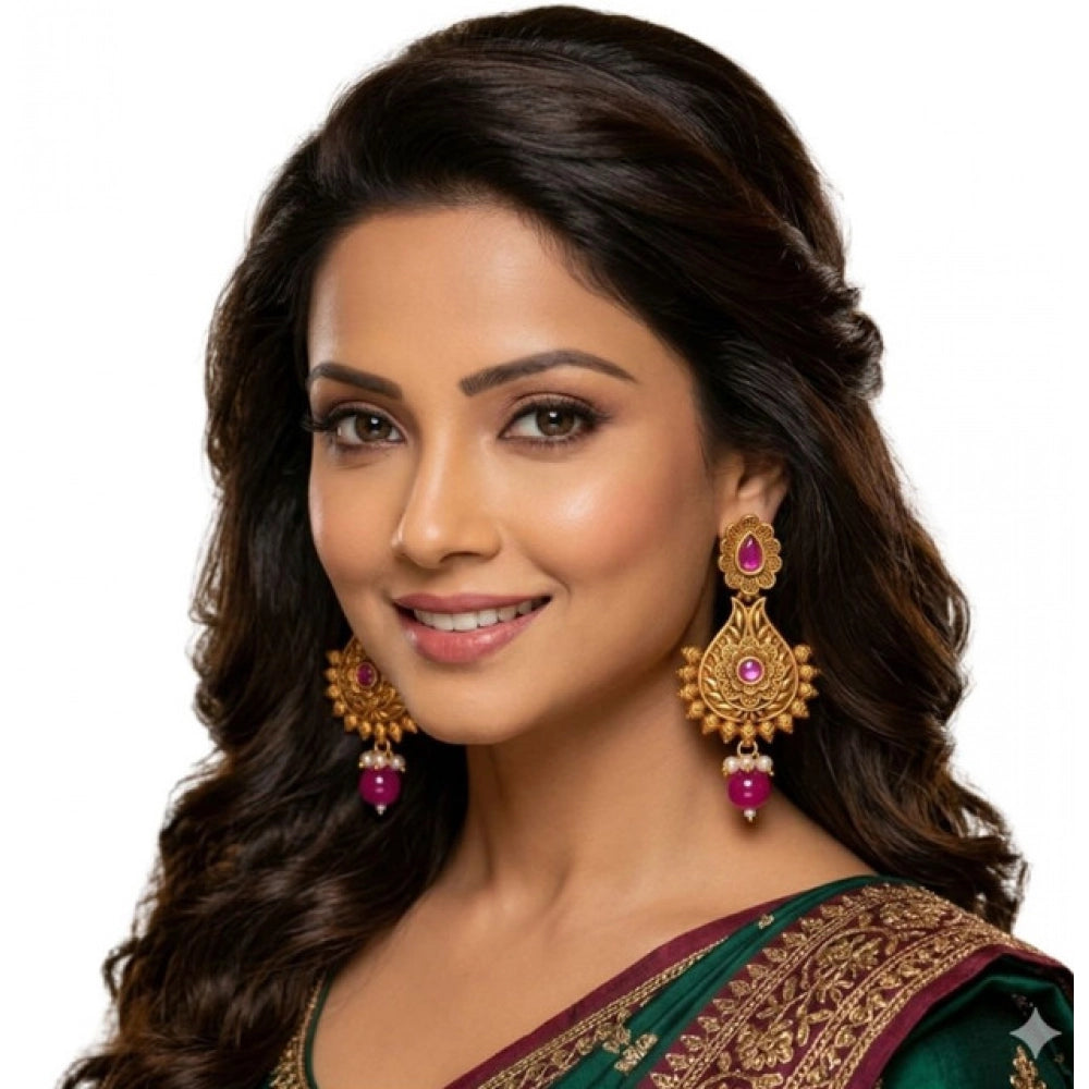 Amfyn Women's Zinc Alloy Gold Plated Chandbali Earrings (Multicolor)