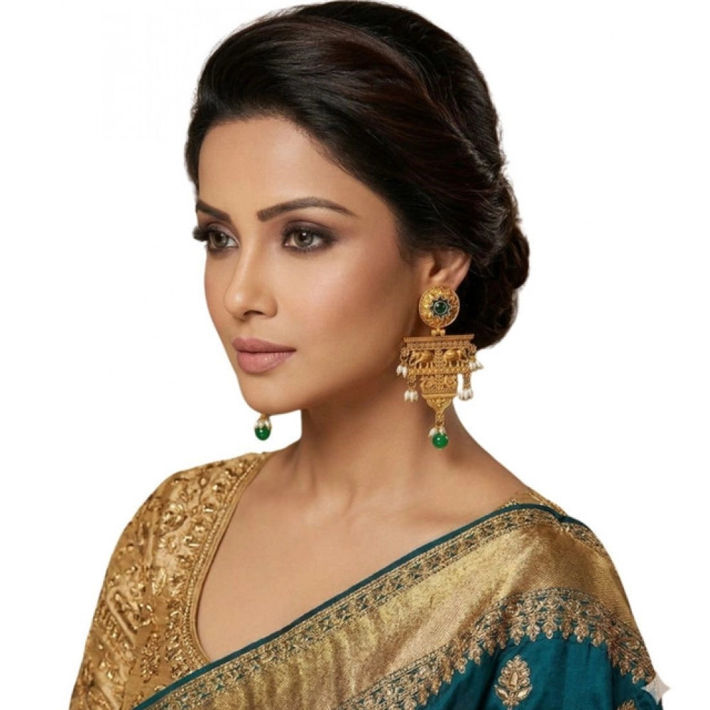 Amfyn Women's Zinc Alloy Gold Plated Chandelier Earrings (Multicolor)