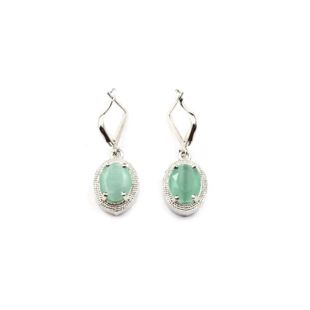 Amfyn Women's Brass Silver Plated Pendant Set (Turquoise)